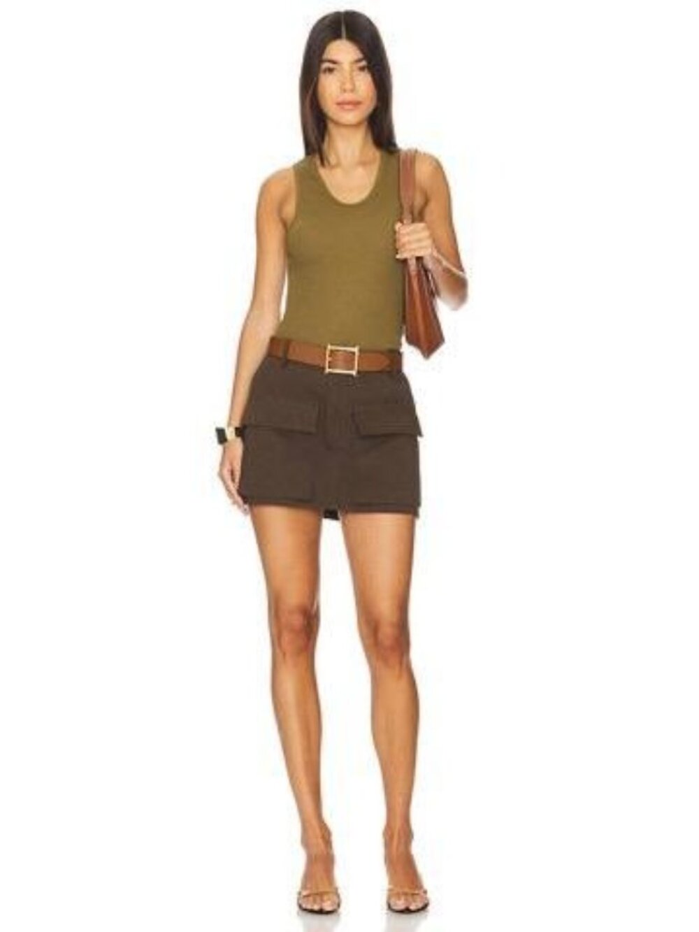 AEXAE Cargo Pocket Mini Skirt - Brown Size Medium $280